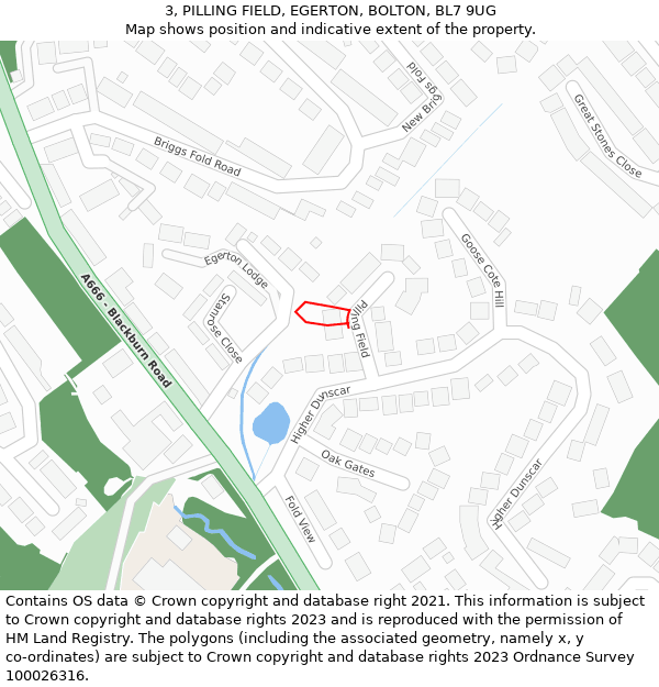 3, PILLING FIELD, EGERTON, BOLTON, BL7 9UG: Location map and indicative extent of plot
