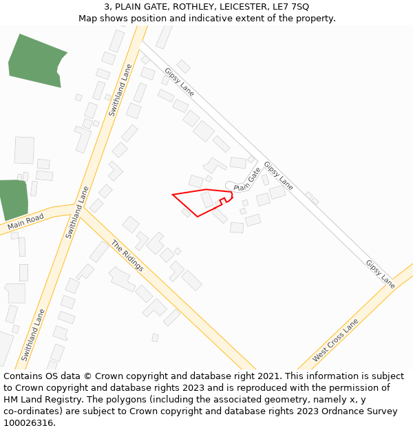 3, PLAIN GATE, ROTHLEY, LEICESTER, LE7 7SQ: Location map and indicative extent of plot