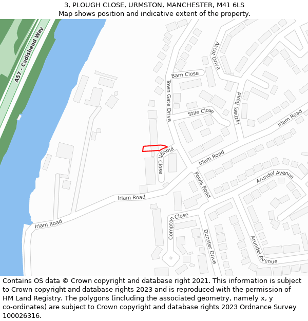 3, PLOUGH CLOSE, URMSTON, MANCHESTER, M41 6LS: Location map and indicative extent of plot