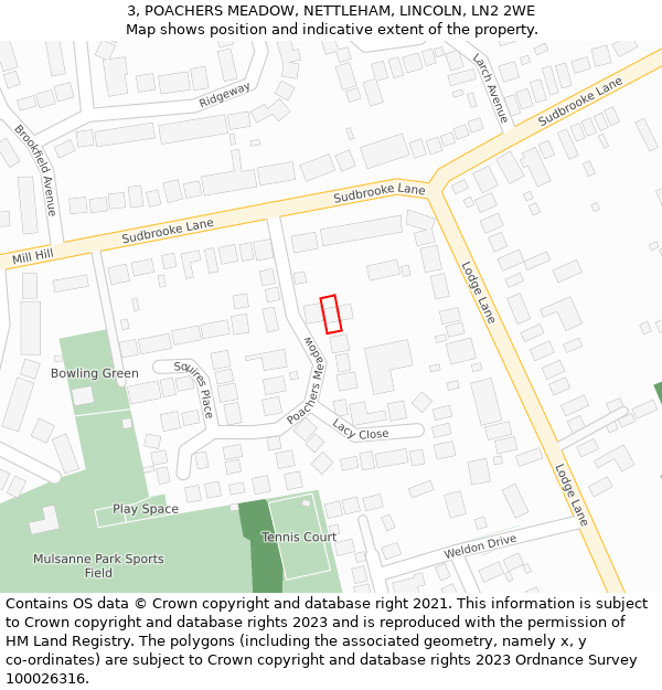 3, POACHERS MEADOW, NETTLEHAM, LINCOLN, LN2 2WE: Location map and indicative extent of plot