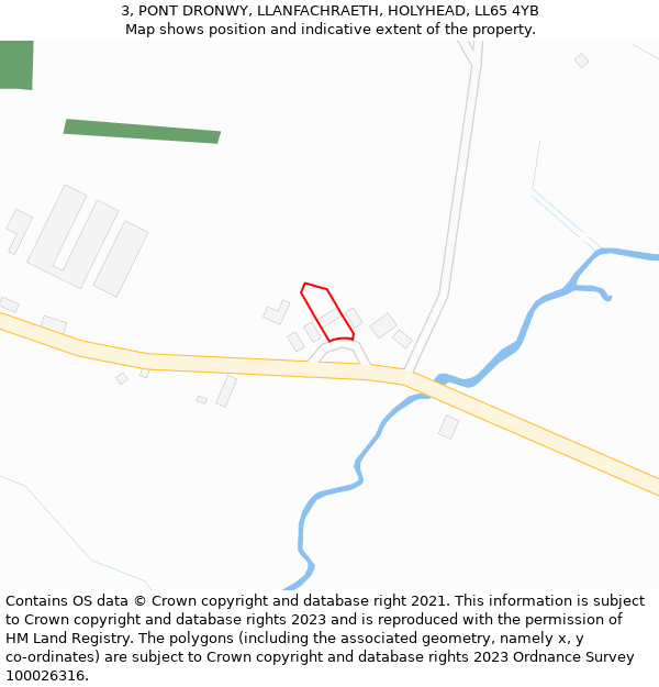 3, PONT DRONWY, LLANFACHRAETH, HOLYHEAD, LL65 4YB: Location map and indicative extent of plot