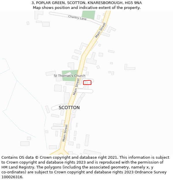 3, POPLAR GREEN, SCOTTON, KNARESBOROUGH, HG5 9NA: Location map and indicative extent of plot