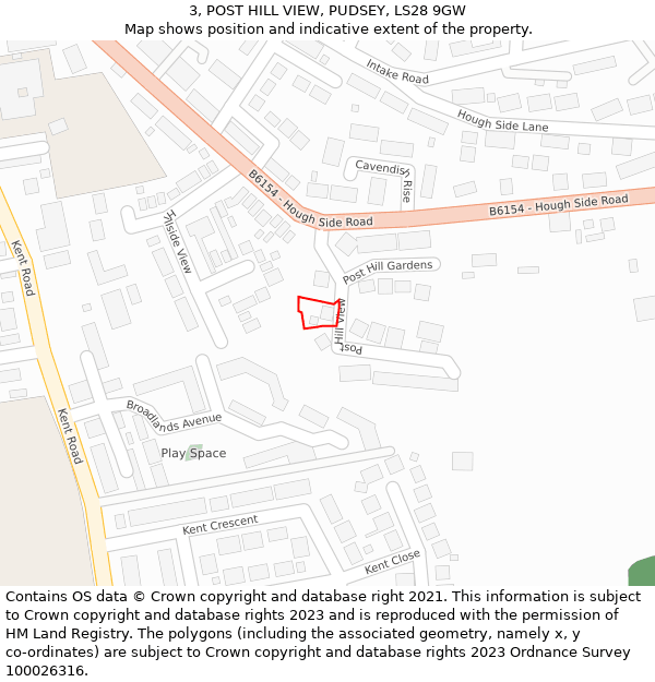 3, POST HILL VIEW, PUDSEY, LS28 9GW: Location map and indicative extent of plot