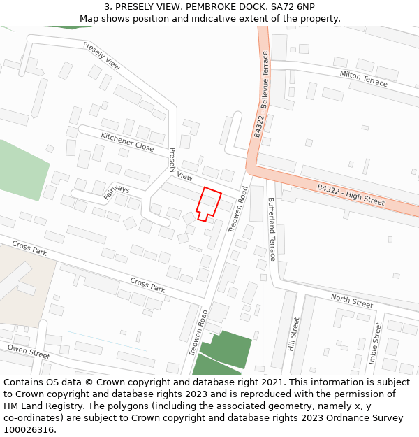 3, PRESELY VIEW, PEMBROKE DOCK, SA72 6NP: Location map and indicative extent of plot