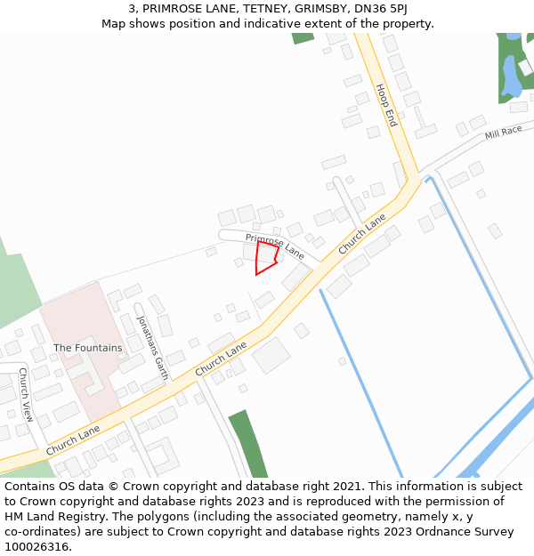 3, PRIMROSE LANE, TETNEY, GRIMSBY, DN36 5PJ: Location map and indicative extent of plot