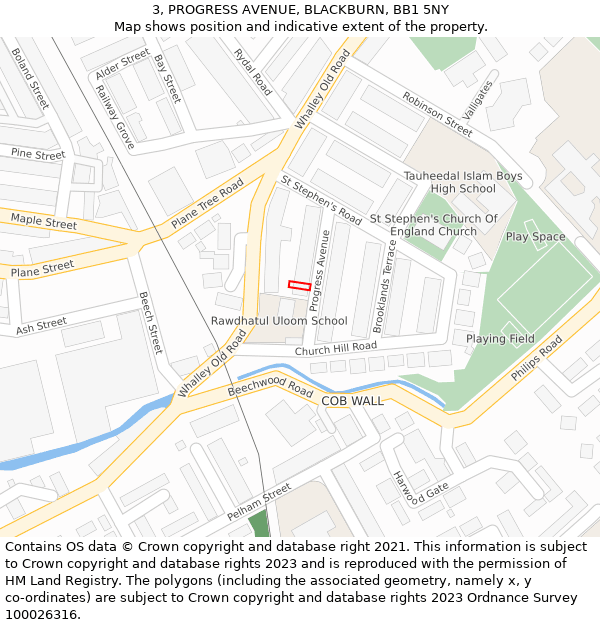 3, PROGRESS AVENUE, BLACKBURN, BB1 5NY: Location map and indicative extent of plot