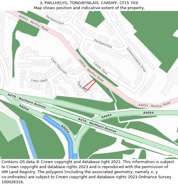 3, PWLLHELYG, TONGWYNLAIS, CARDIFF, CF15 7HX: Location map and indicative extent of plot