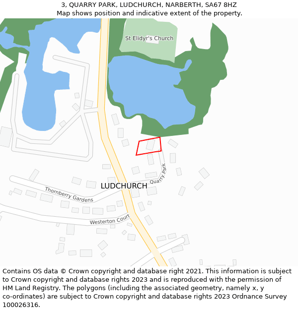 3, QUARRY PARK, LUDCHURCH, NARBERTH, SA67 8HZ: Location map and indicative extent of plot