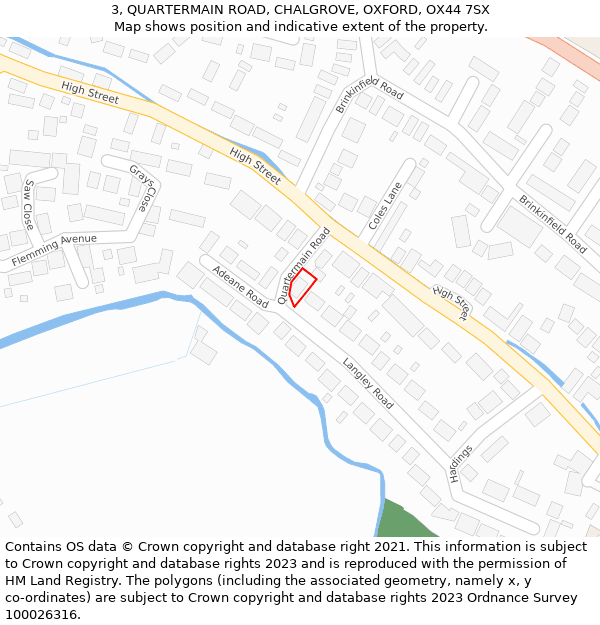 3, QUARTERMAIN ROAD, CHALGROVE, OXFORD, OX44 7SX: Location map and indicative extent of plot