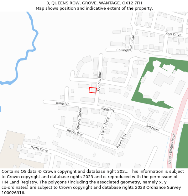 3, QUEENS ROW, GROVE, WANTAGE, OX12 7FH: Location map and indicative extent of plot
