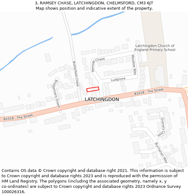 3, RAMSEY CHASE, LATCHINGDON, CHELMSFORD, CM3 6JT: Location map and indicative extent of plot