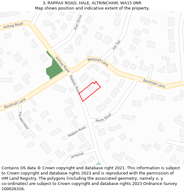 3, RAPPAX ROAD, HALE, ALTRINCHAM, WA15 0NR: Location map and indicative extent of plot