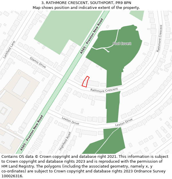 3, RATHMORE CRESCENT, SOUTHPORT, PR9 8PN: Location map and indicative extent of plot