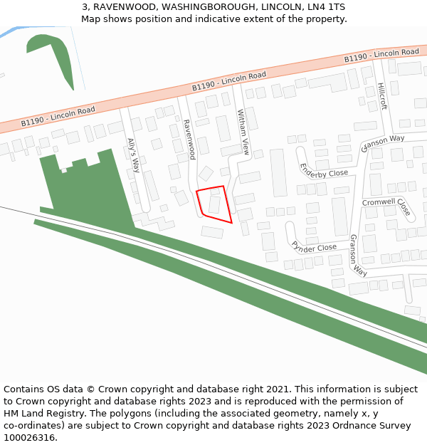 3, RAVENWOOD, WASHINGBOROUGH, LINCOLN, LN4 1TS: Location map and indicative extent of plot