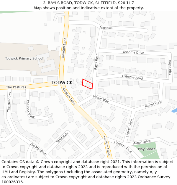 3, RAYLS ROAD, TODWICK, SHEFFIELD, S26 1HZ: Location map and indicative extent of plot