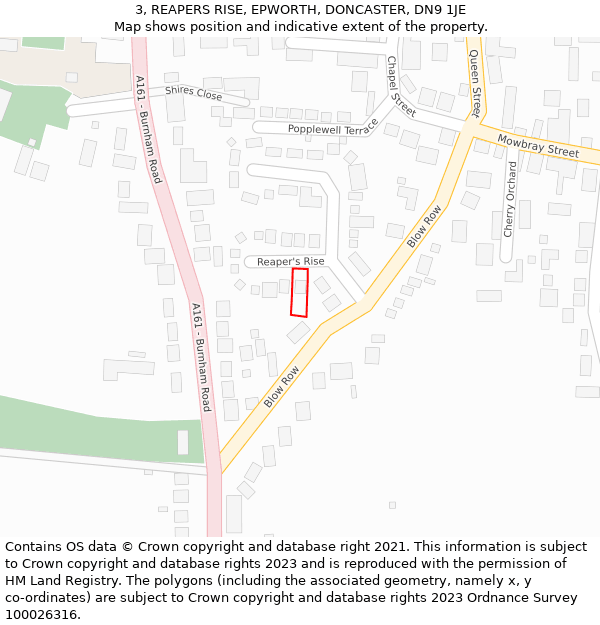 3, REAPERS RISE, EPWORTH, DONCASTER, DN9 1JE: Location map and indicative extent of plot