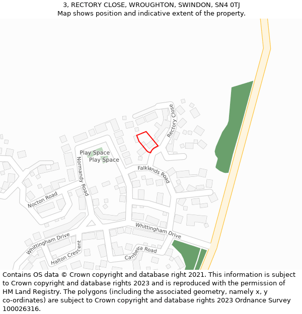 3, RECTORY CLOSE, WROUGHTON, SWINDON, SN4 0TJ: Location map and indicative extent of plot