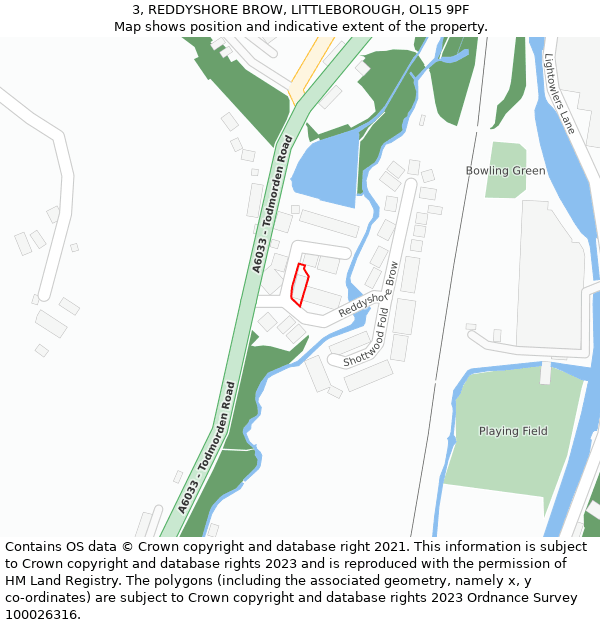 3, REDDYSHORE BROW, LITTLEBOROUGH, OL15 9PF: Location map and indicative extent of plot