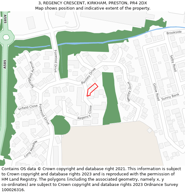 3, REGENCY CRESCENT, KIRKHAM, PRESTON, PR4 2DX: Location map and indicative extent of plot