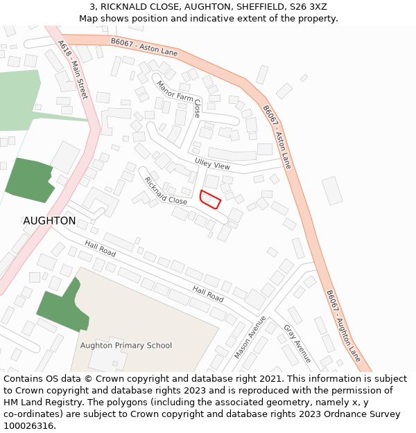 3, RICKNALD CLOSE, AUGHTON, SHEFFIELD, S26 3XZ: Location map and indicative extent of plot