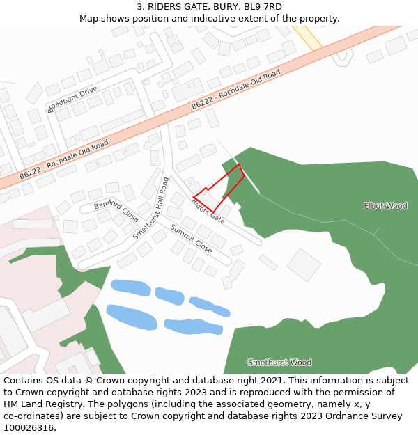 3, RIDERS GATE, BURY, BL9 7RD: Location map and indicative extent of plot