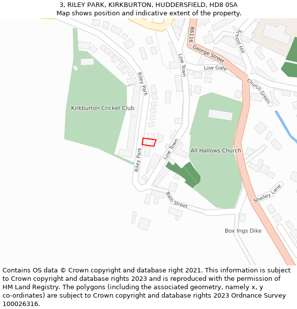 3, RILEY PARK, KIRKBURTON, HUDDERSFIELD, HD8 0SA: Location map and indicative extent of plot