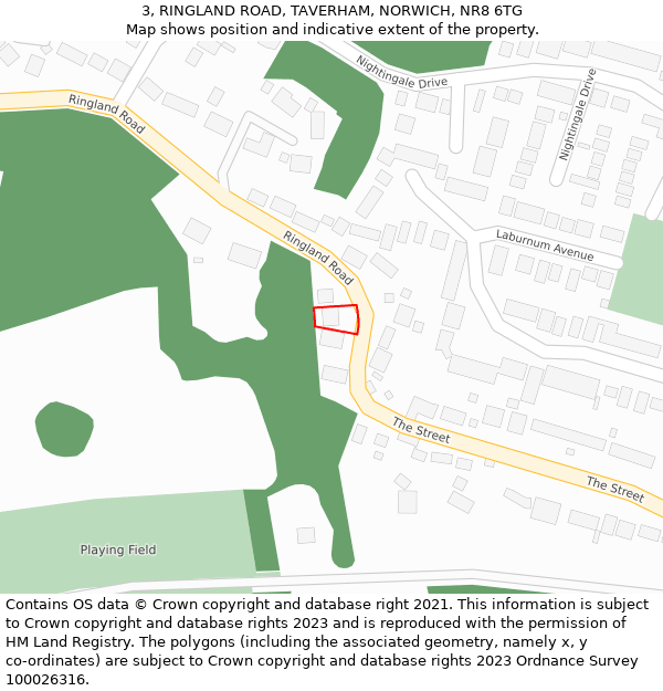 3, RINGLAND ROAD, TAVERHAM, NORWICH, NR8 6TG: Location map and indicative extent of plot