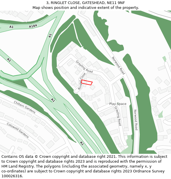 3, RINGLET CLOSE, GATESHEAD, NE11 9NF: Location map and indicative extent of plot