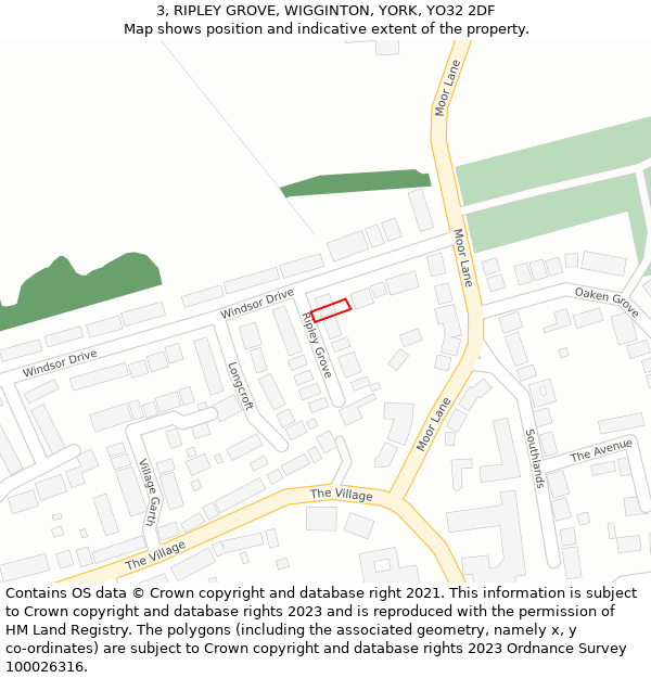 3, RIPLEY GROVE, WIGGINTON, YORK, YO32 2DF: Location map and indicative extent of plot