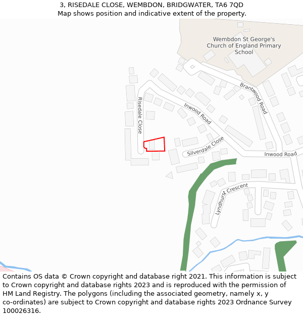 3, RISEDALE CLOSE, WEMBDON, BRIDGWATER, TA6 7QD: Location map and indicative extent of plot