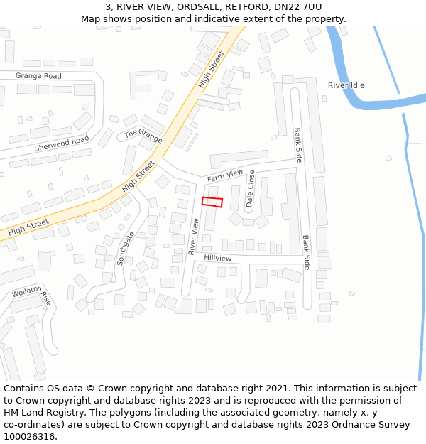 3, RIVER VIEW, ORDSALL, RETFORD, DN22 7UU: Location map and indicative extent of plot