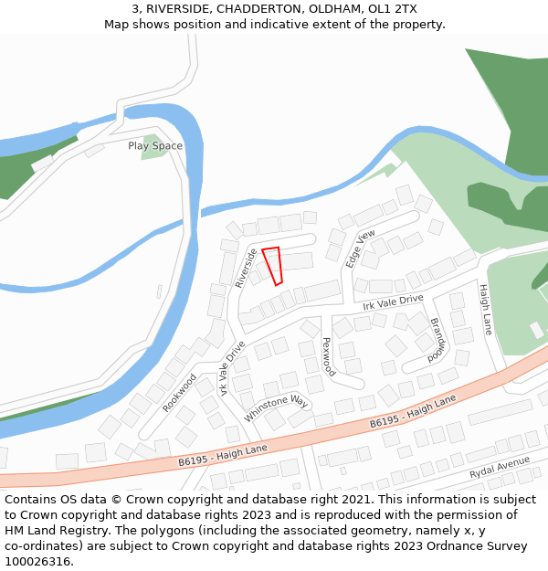 3, RIVERSIDE, CHADDERTON, OLDHAM, OL1 2TX: Location map and indicative extent of plot