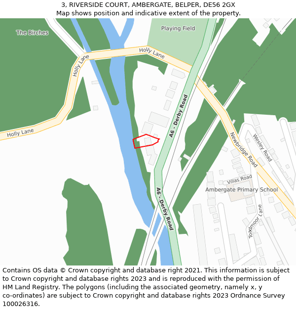 3, RIVERSIDE COURT, AMBERGATE, BELPER, DE56 2GX: Location map and indicative extent of plot