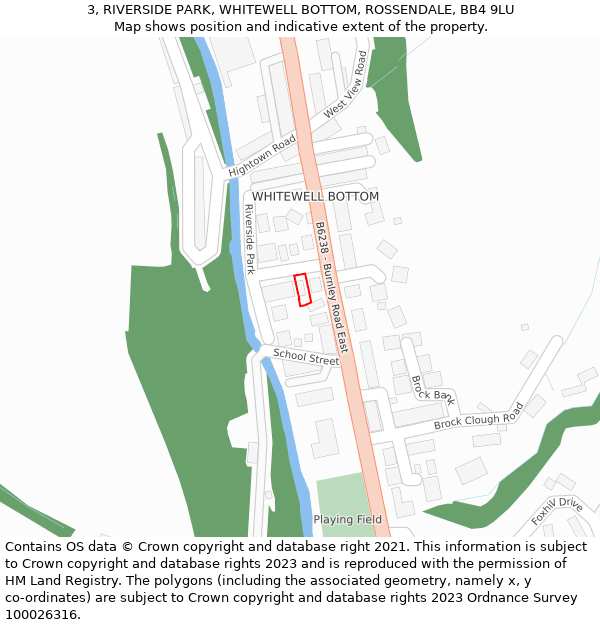 3, RIVERSIDE PARK, WHITEWELL BOTTOM, ROSSENDALE, BB4 9LU: Location map and indicative extent of plot