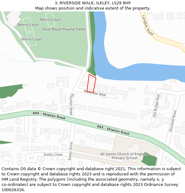 3, RIVERSIDE WALK, ILKLEY, LS29 9HP: Location map and indicative extent of plot