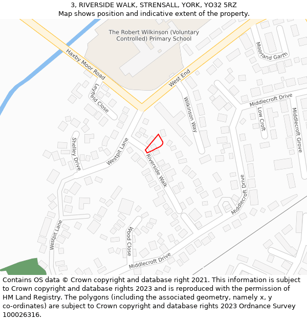 3, RIVERSIDE WALK, STRENSALL, YORK, YO32 5RZ: Location map and indicative extent of plot