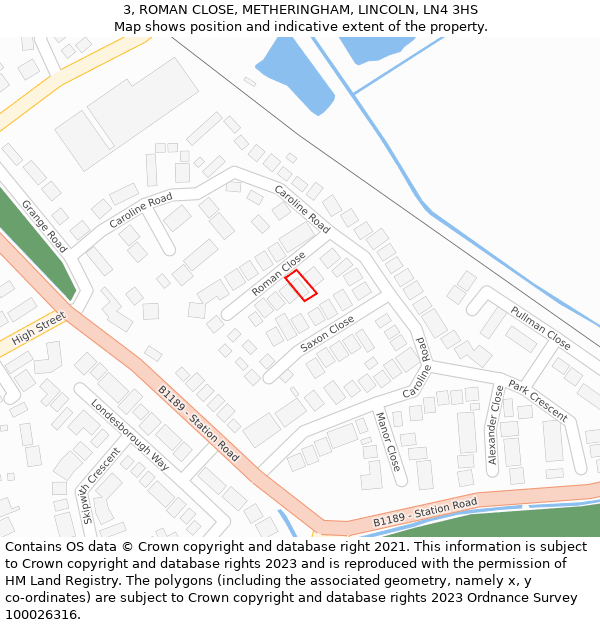 3, ROMAN CLOSE, METHERINGHAM, LINCOLN, LN4 3HS: Location map and indicative extent of plot