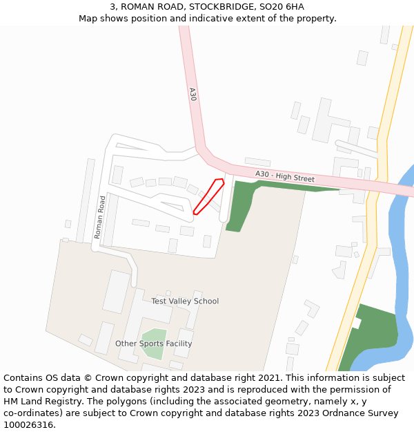 3, ROMAN ROAD, STOCKBRIDGE, SO20 6HA: Location map and indicative extent of plot