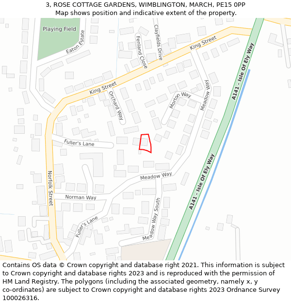 3, ROSE COTTAGE GARDENS, WIMBLINGTON, MARCH, PE15 0PP: Location map and indicative extent of plot