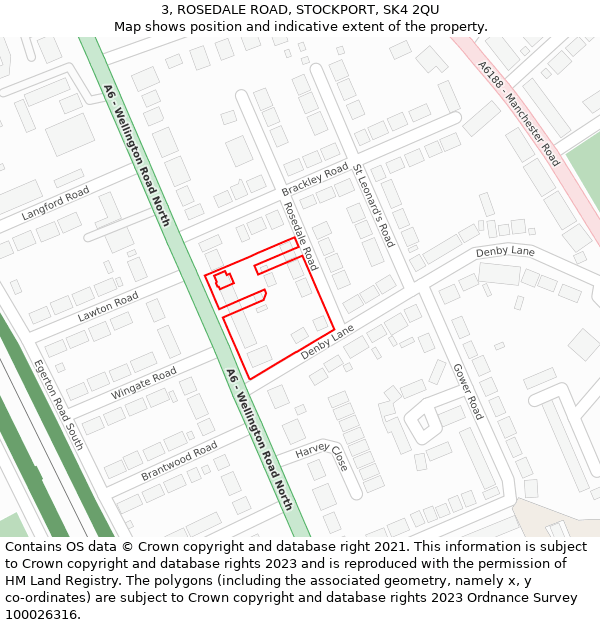 3, ROSEDALE ROAD, STOCKPORT, SK4 2QU: Location map and indicative extent of plot