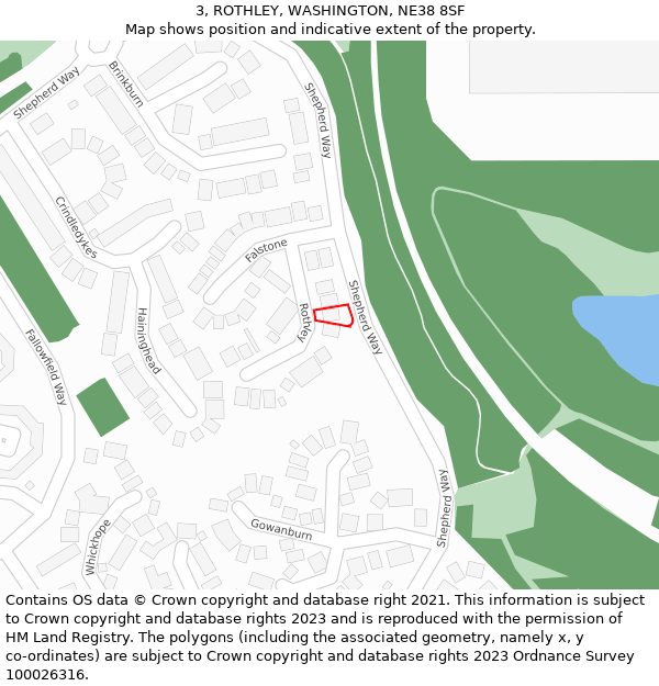 3, ROTHLEY, WASHINGTON, NE38 8SF: Location map and indicative extent of plot