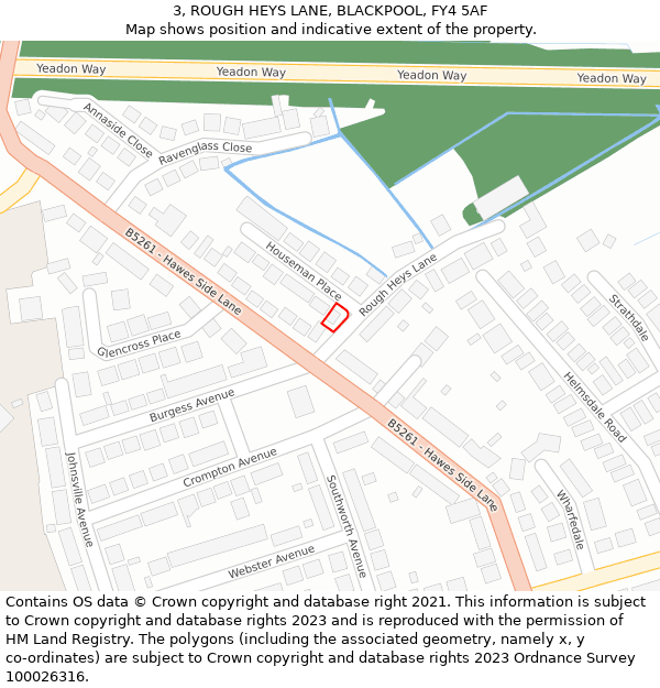 3, ROUGH HEYS LANE, BLACKPOOL, FY4 5AF: Location map and indicative extent of plot