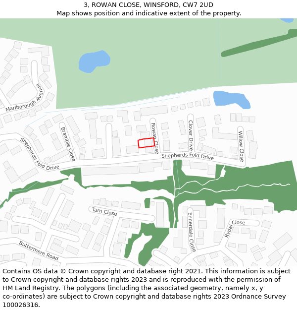 3, ROWAN CLOSE, WINSFORD, CW7 2UD: Location map and indicative extent of plot