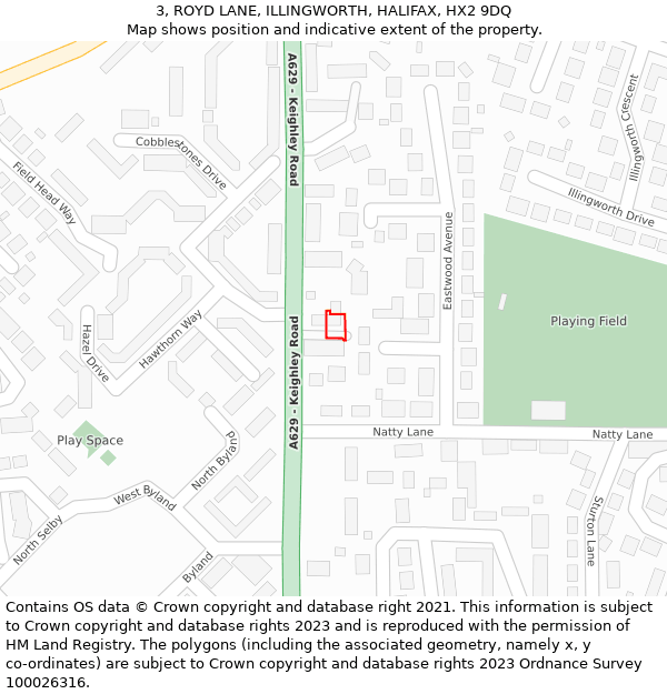 3, ROYD LANE, ILLINGWORTH, HALIFAX, HX2 9DQ: Location map and indicative extent of plot