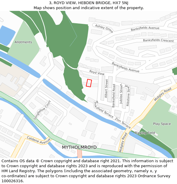 3, ROYD VIEW, HEBDEN BRIDGE, HX7 5NJ: Location map and indicative extent of plot