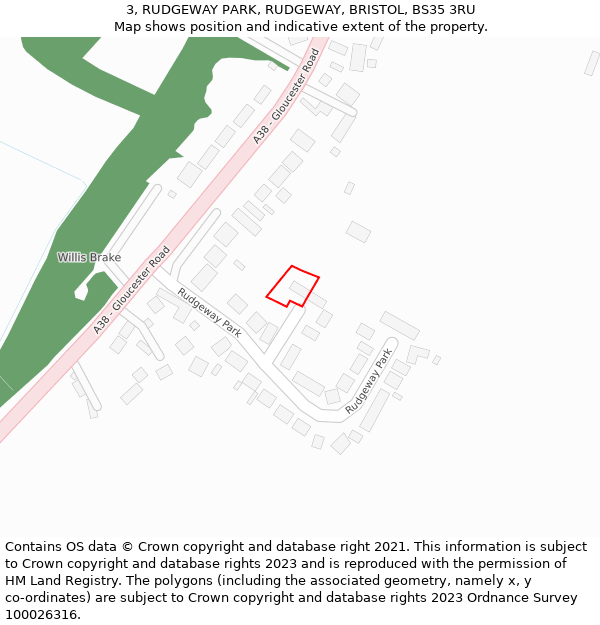 3, RUDGEWAY PARK, RUDGEWAY, BRISTOL, BS35 3RU: Location map and indicative extent of plot