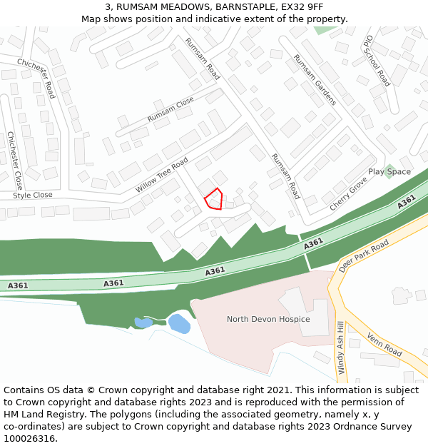 3, RUMSAM MEADOWS, BARNSTAPLE, EX32 9FF: Location map and indicative extent of plot