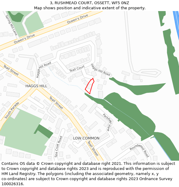 3, RUSHMEAD COURT, OSSETT, WF5 0NZ: Location map and indicative extent of plot