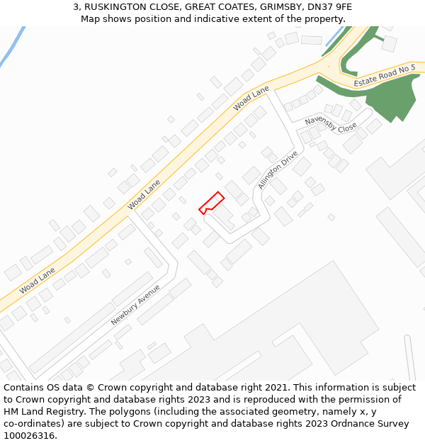 3, RUSKINGTON CLOSE, GREAT COATES, GRIMSBY, DN37 9FE: Location map and indicative extent of plot