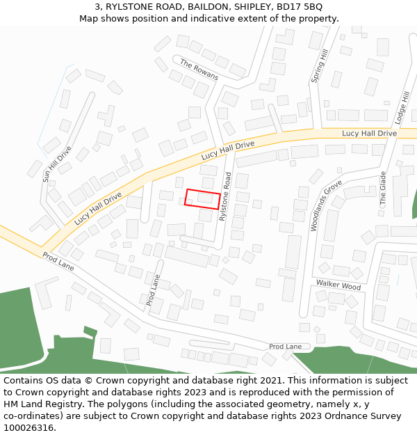 3, RYLSTONE ROAD, BAILDON, SHIPLEY, BD17 5BQ: Location map and indicative extent of plot